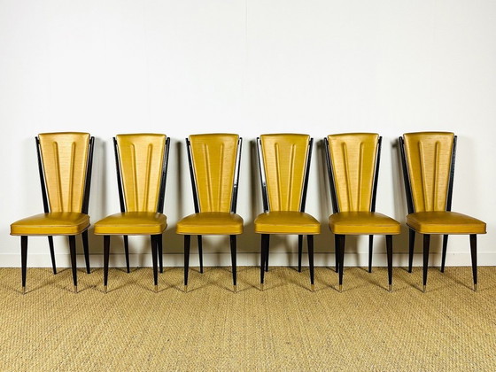 Image 1 of Set van 6 art-deco stoelen, Frankrijk, 1940
