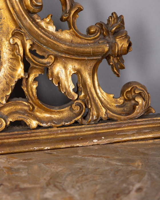 Antique classic style console table in wood decorated with mirror from the late 19th century, Gold (photo 11 of 21)