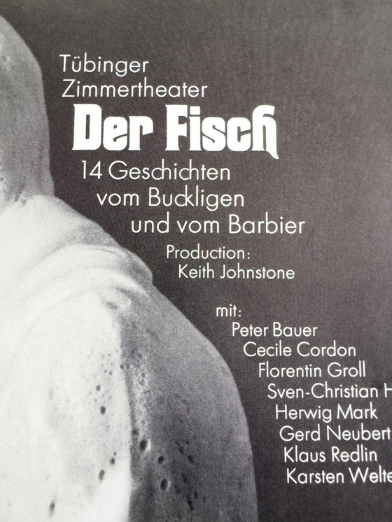 Image 1 of 🐟 Der Fisch – 1968 – Originalplakat von F+R Grindler für das Tübinger Zimmertheater | 84 × 59 cm | Westdeutschland