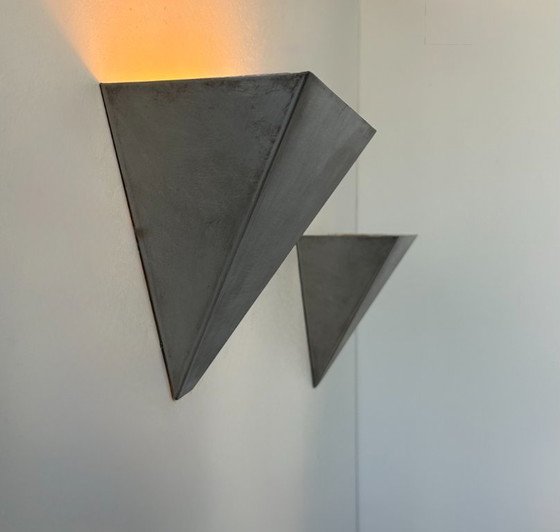 Image 1 of Coppia di applique vintage, metallo spazzolato, Francia 1970.