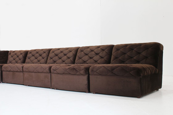 Image 1 of Vintage modular elements sofa velour brown 1970s