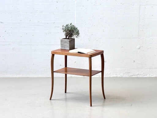 Wooden side table with storage compartment, 1950s