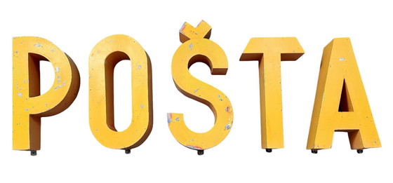 Image 1 of Grande lettera T in ferro giallo vintage per facciata, anni '60