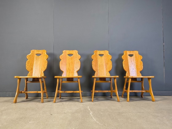 Image 1 of Chaises de salle à manger rustiques vintage, ensemble de 4 - années 1960