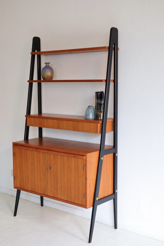 Vintage Scandinavian teak Wall cabinet 50s/60s, Wood, Brown (photo 8 of 8)