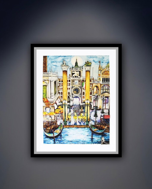 Linnea Pergola: "Four Horse of San Marco". Giclée, Handgesigneerd. Edition 28/50 Jaar 2019.