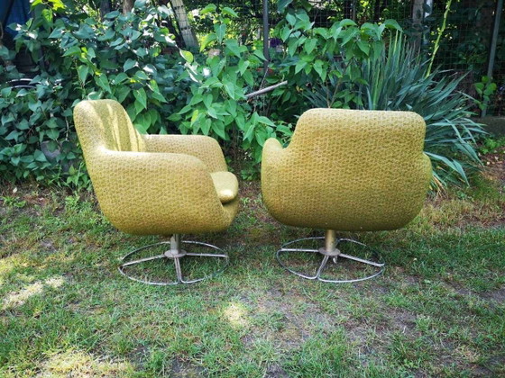 Fabric and Metal Swivel Chairs, 1960s, Set of 2 (photo 5 of 6)