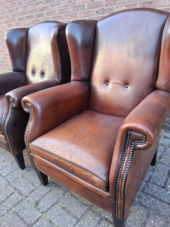 Twee oorfauteuils schapenleer – Wood (photo 3 of 6)