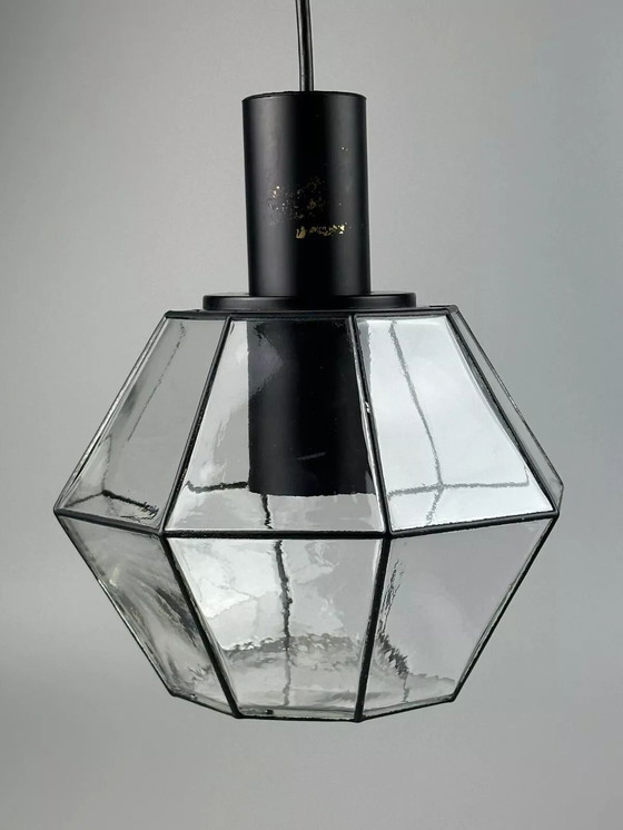 Image 1 of 60s 70s hanging lamp ceiling lamp by Limburg Leuchten Germany glass metal