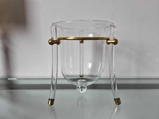 Portacandele vintage in stile Hollywood Regency, realizzato in Lucite/vetro.