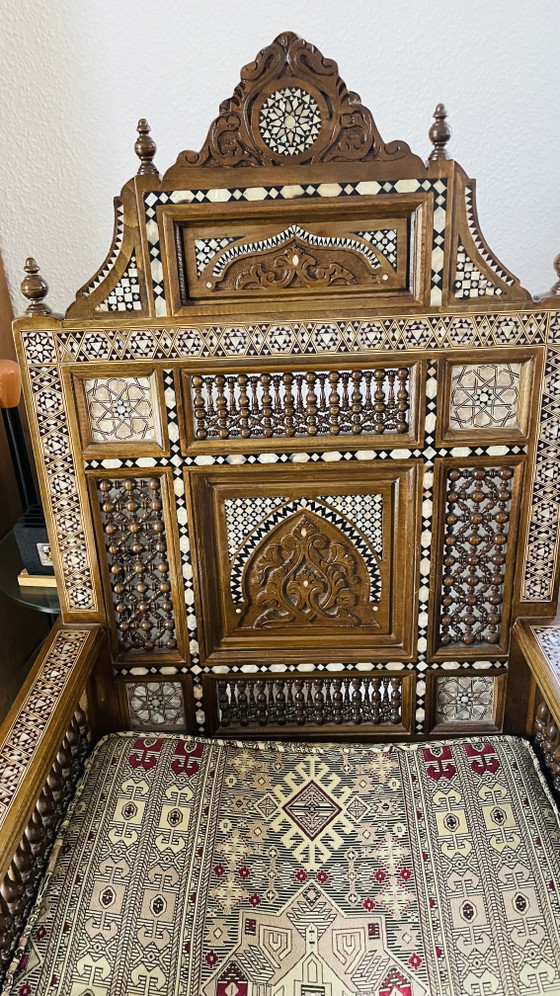 Muebles Arabescos Originales Hechos a Mano de Egipto – Sofás de 3 plazas, Wood, Glass (photo 8 of 14)