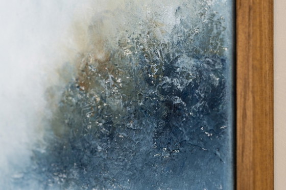 Original Framed Blue Abstract Landscape Painting, Textured Acrylic on Canvas - A Detour (photo 11 of 17)