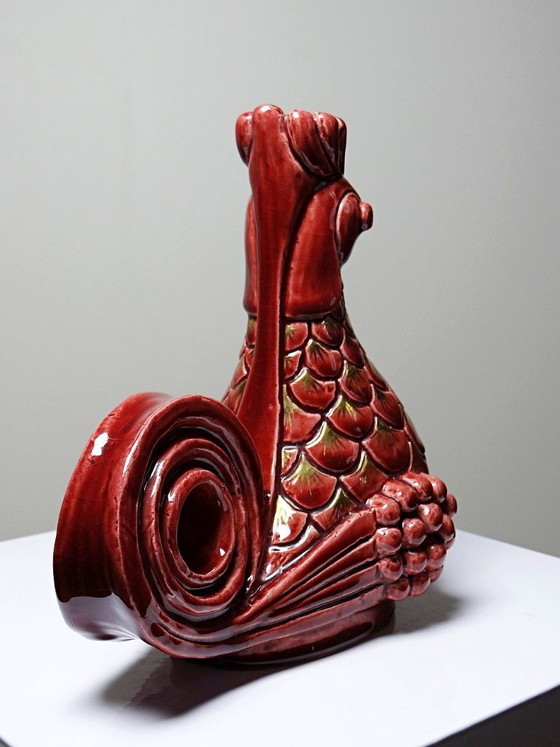 Image 1 of Par de candelabros de cerámica vidriada con forma de gallo, firmados por A.G. Roger, 1948.