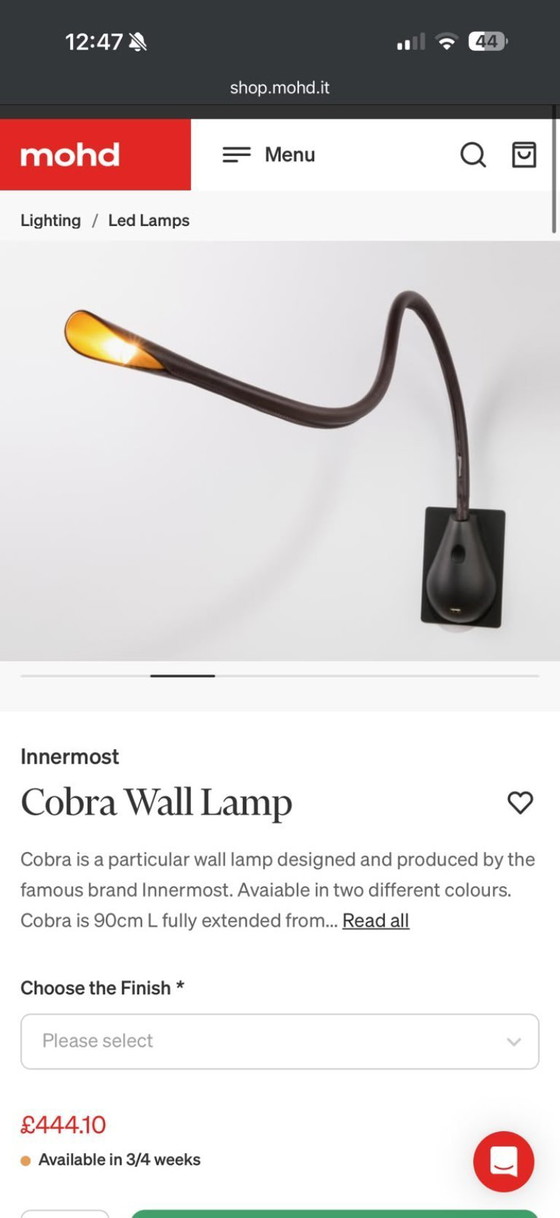 Image 1 of Innermost Cobra 3.0 Leder 90cm LED Wandlamp Bruin BNIB Adviesprijs £349