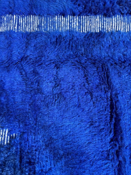 Image 1 of Alfombra marroquí azul hecha a mano de 210x300 cm.