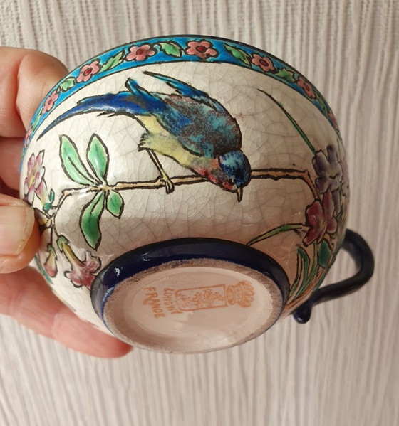 Set 5 Antieke Longwy Kop & Schotels–ca 1930–Perfecte Staat! – Decoratieve objecten, Ceramic (photo 9 of 17)