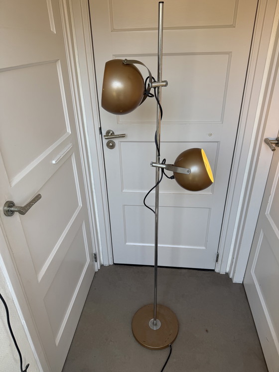 Image 1 of Herda Dubbele Bollamp Beige/Goud 1970s