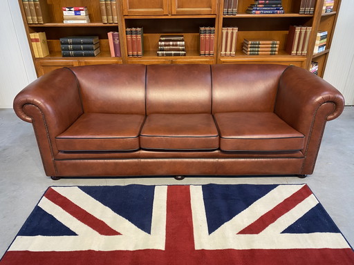 Springvale Chesterfield 3+1+1+ voetenbank bruin leer met zwarte bies – banken, Leather, Wood (photo 2 of 15)