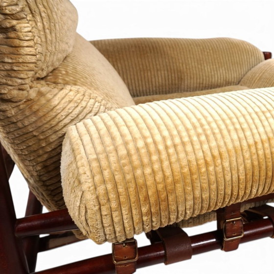 Arne Norell Inca fauteuil met voetenbank – Originele corduroy bekleding, 1970 – Textile, Vintage (photo 16 of 21)