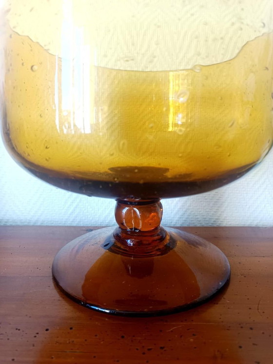 Image 1 of Cuenco central grande de vidrio burbujeado Biot, 25 cm