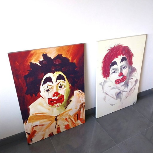 Original Clown Painting – Expressionist Style Acrylic on Canvas – Modern Art Wall Decor – Bold Emotional Portrait” 2 Silvio Pian