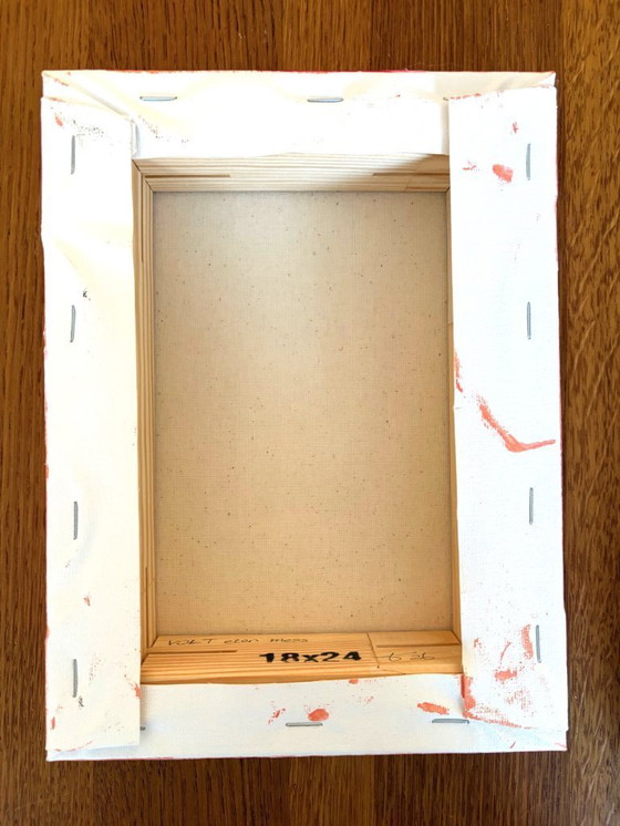 Image 1 of VOLT Eton Mess - Abstract Schilderij Roze Rood Zilver Wit - Klein Modern Kunstwerk