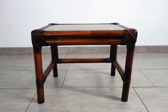 3 Vintage Bamboo and Smoked Glass Nesting Tables, 1960s – Side tables, Rattan (photo 8 of 16)