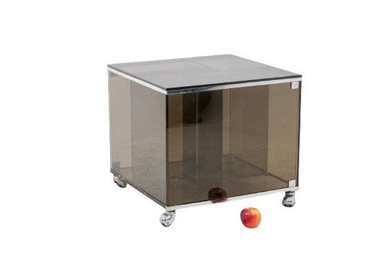 Image 1 of Jansen House. Mobile per dischi in vinile con vetro fumé. Anni '70.