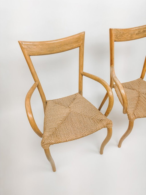 2x Val Padilla Manila dining chairs, Jasper Conran '70