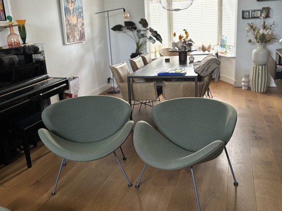 Image 1 of 2x Armchair Artifort orange slice, einer mit Fußhocker