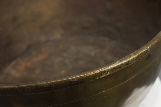 Image 1 of Gran tetera de cobre francesa de granja del siglo XIX con asa de hierro