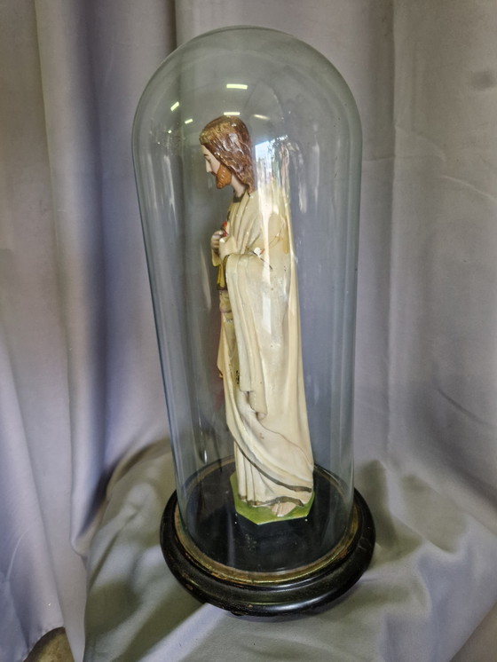 Image 1 of Religious statue under bell jar 55x20