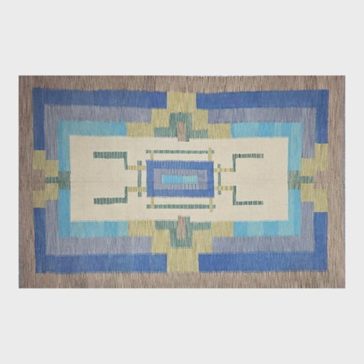 Tapiz tejido a mano estilo Art Déco de André Arbus | Lana sobre algodón | Diseño francés de lujo | 79 × 118 (photo 2 of 9)