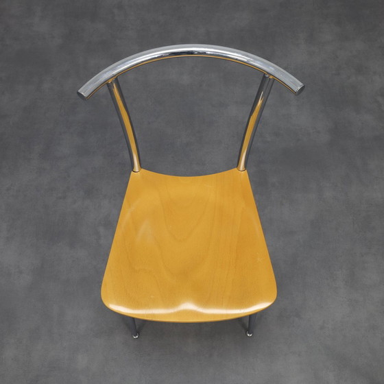 Image 1 of 4x Postmoderner Esszimmerstuhl Chrom & Sperrholz Segis, 90er Jahre