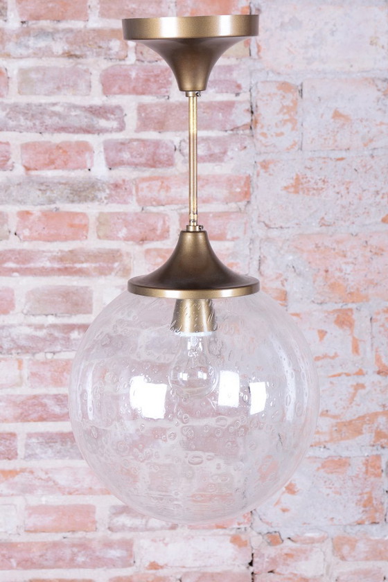 Restored Mid-Century Chandelier, Brass, Glass, New Electrification, Czech, 1960s, Gold, Mid Century Modern (photo 5 of 9)