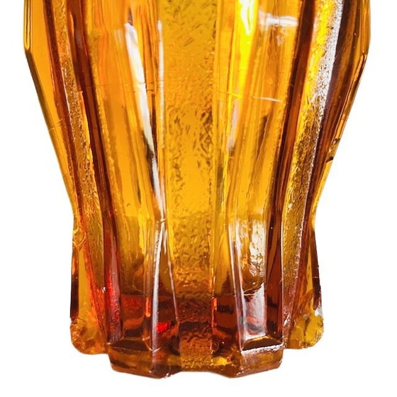 Image 1 of Art Deco Honey-colored glass vase Cubist amber Henri Heemskerk Scailmont 1920s