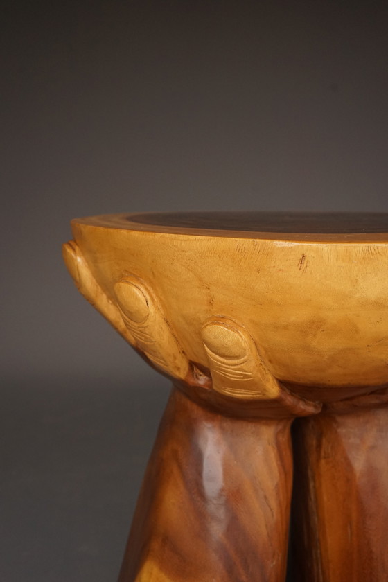 Image 1 of Table à mains vintage en bois massif, 1970