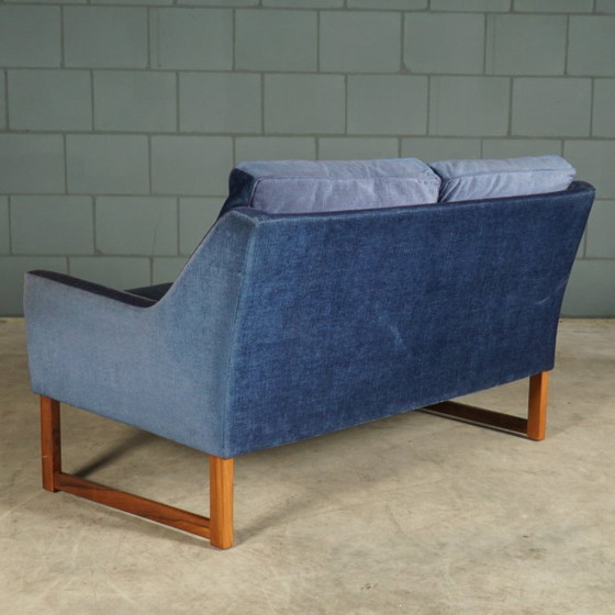 Image 1 of Vintage zithoek/zitgroep – blauw velours – JAB Anstoetz – jaren 70