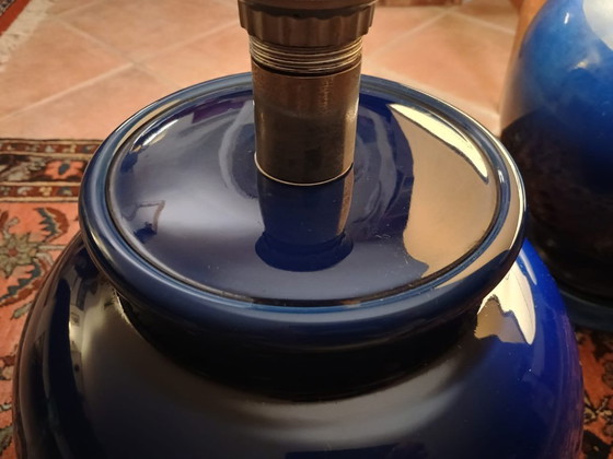 Image 1 of Pair of Neapolitan majolica table lamps from the 1960s