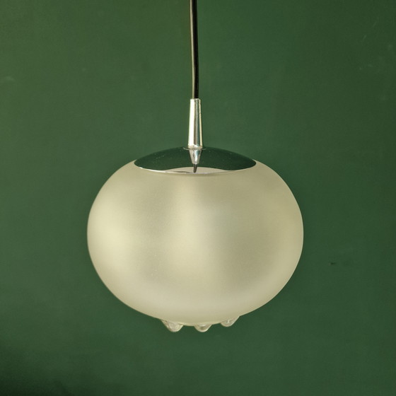 Image 1 of Vintage Peill & Putzler Pendant Lamp - Frosted and Transparent Glass - 1970s - Ø 22 cm.