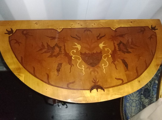 Image 1 of Console demi-lune marquetée style Napoléon III – fin XIXe