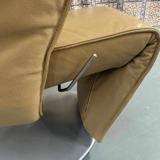Recliner armchair ochre yellow leather – draaistoelen, Metal (photo 2 of 7)