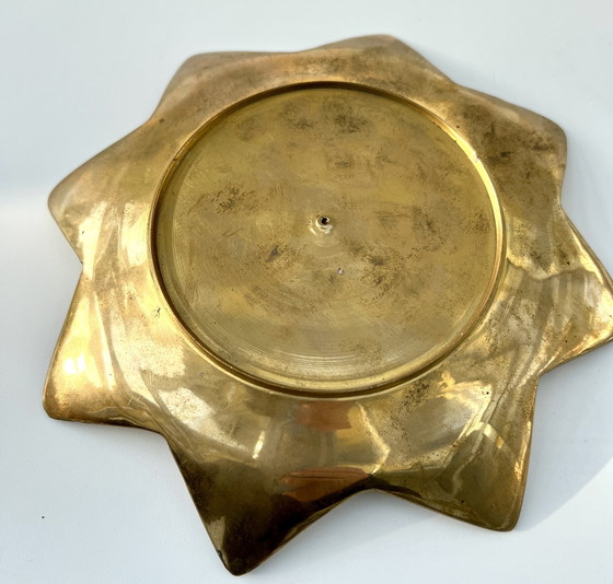 Image 1 of Vintage brass sunburst bowl, mid-century modern, 1960s