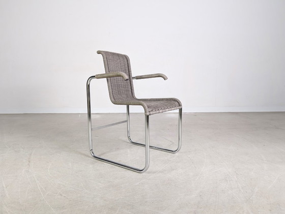 Image 1 of Silla original Tecta D26E, gris tejido, silla cantilever con reposabrazos