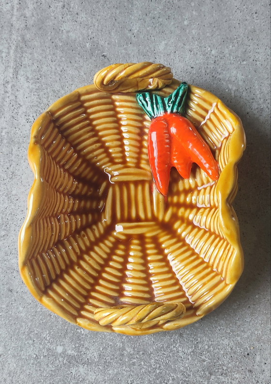 Image 1 of Barbotine "Carrot Basket" Vallauris