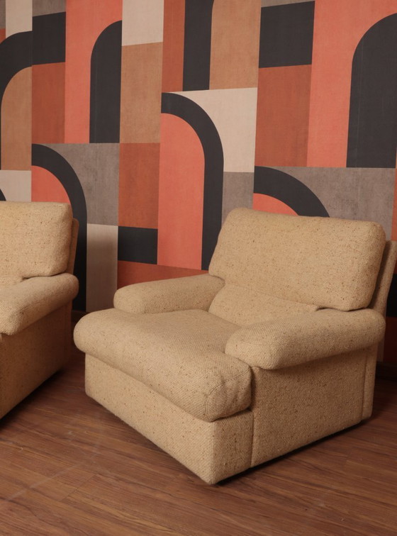 Image 1 of Juego de sillones daneses con cojines suaves y cómodos tapizados de lana