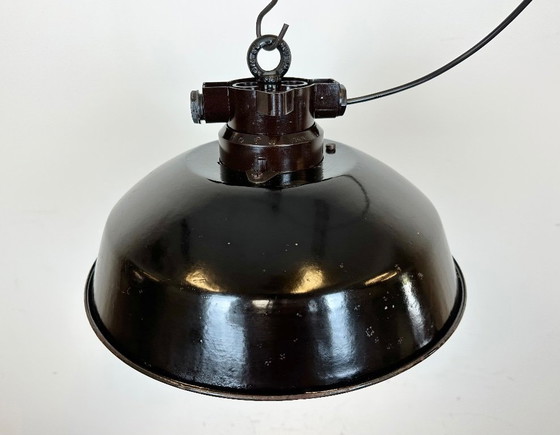 Image 1 of Industrial Black Enamel Factory Pendant Lamp, 1950s