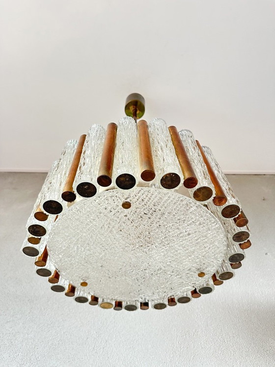 Vintage Kaiser Leuchten Chandelier – Glass, Brass (photo 4 of 12)