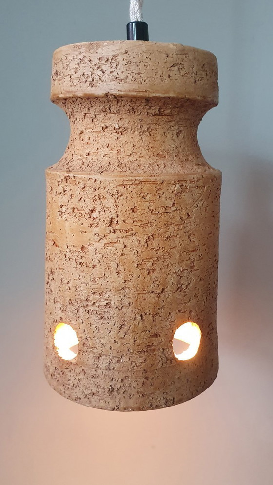 Image 1 of Set di 2 lampade a sospensione vintage in ceramica, Germania Ovest, vetro lava