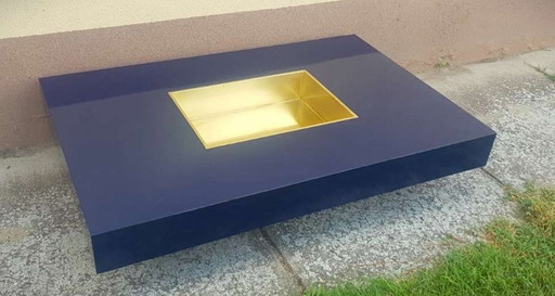 Vintage coffee table in laminated and brass 1970